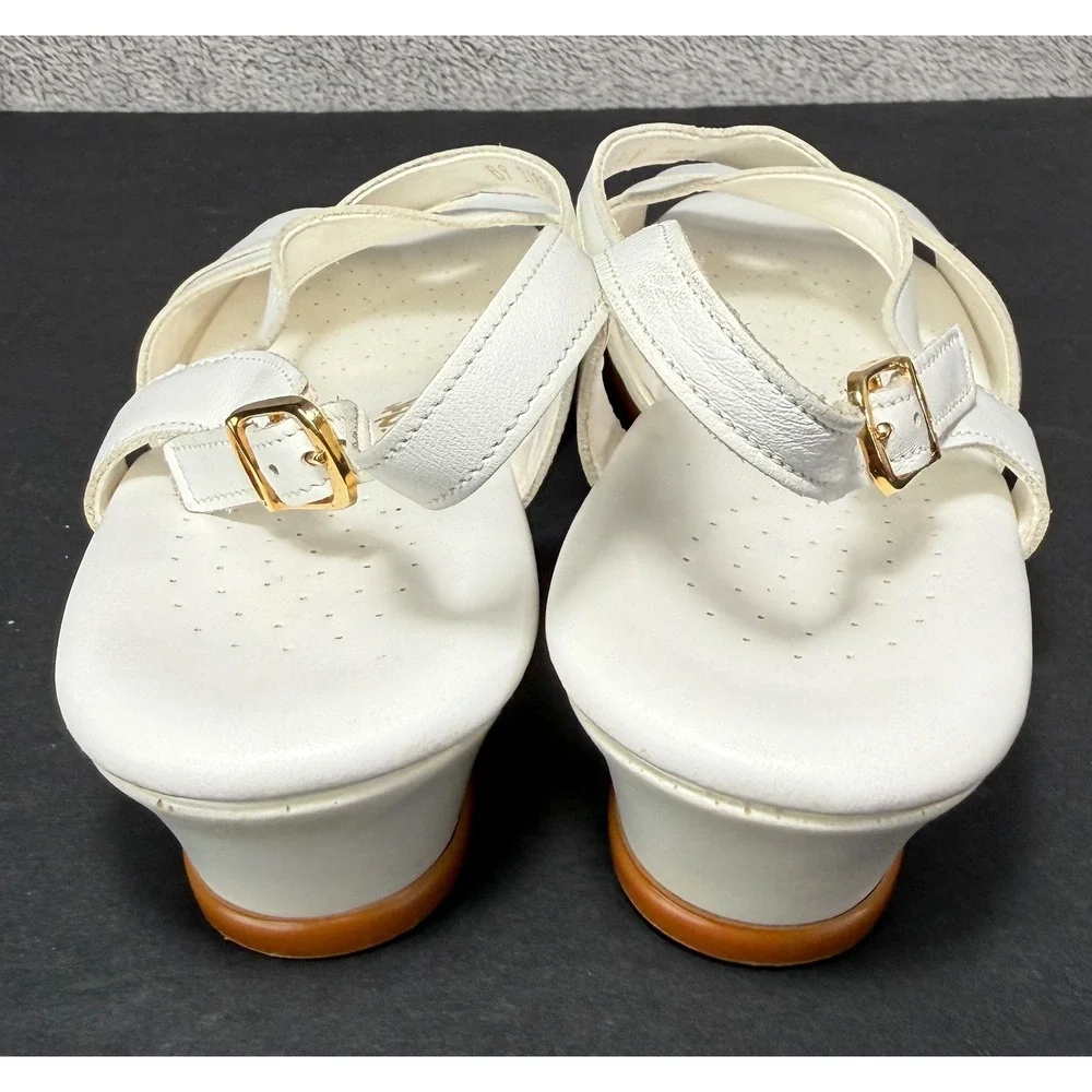 SAS Wedge Sandals Womens 9.5 N White Leather Tripad Comfort Slingback B9 219290